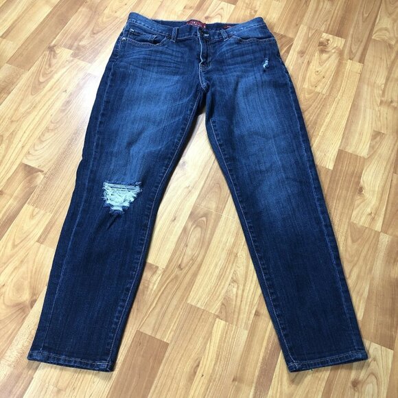 Lucky Brand Sienna Cigarette Denim Jeans Women's Size 6 / 28 Med Wash Distress - Picture 1 of 12